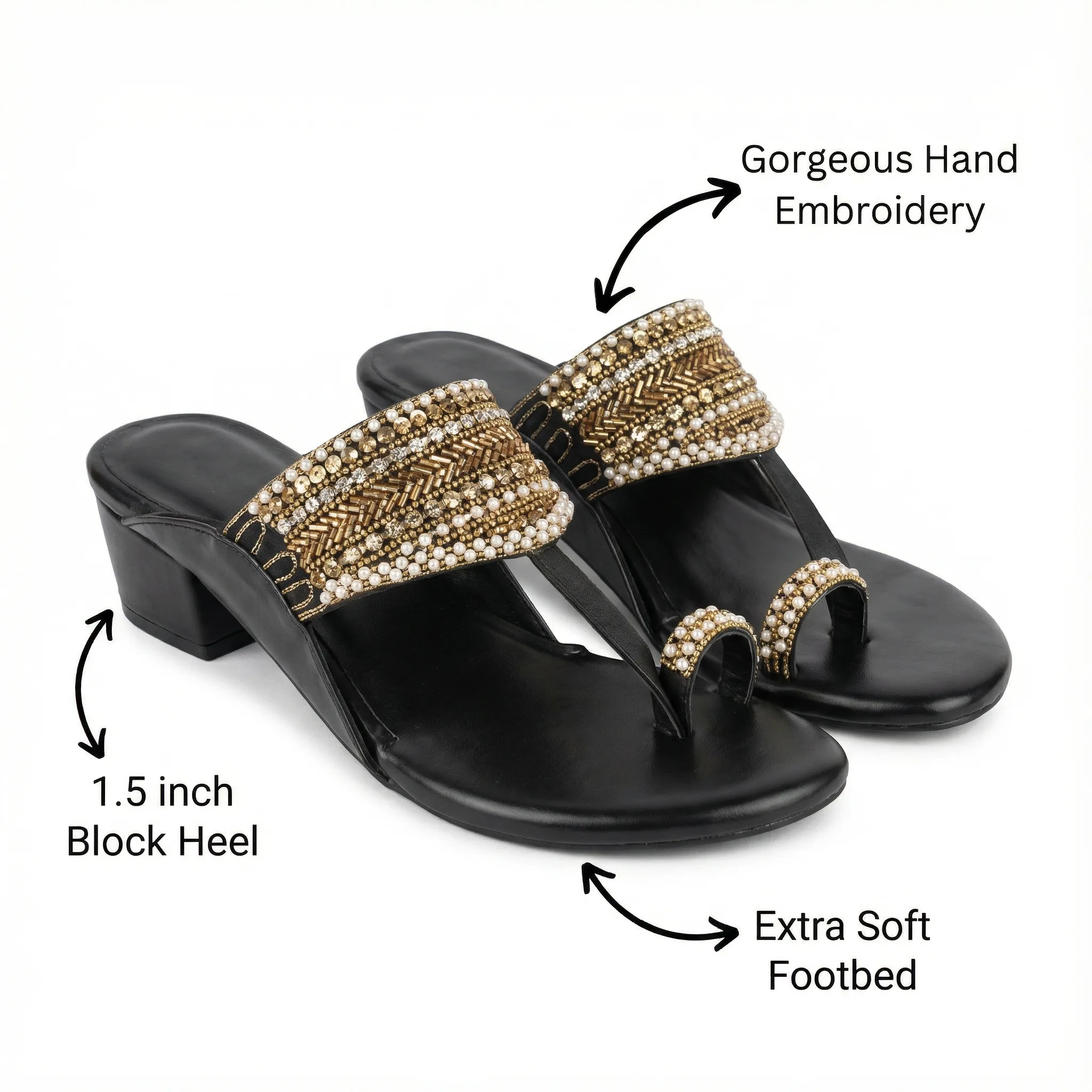 Irina — Golden Beadwork Heel — view 4