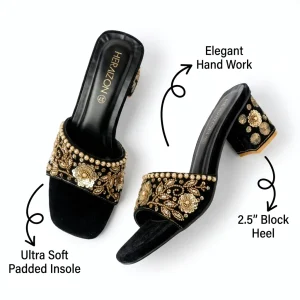 Kavya — Black & Gold Bridal Heel — view 3