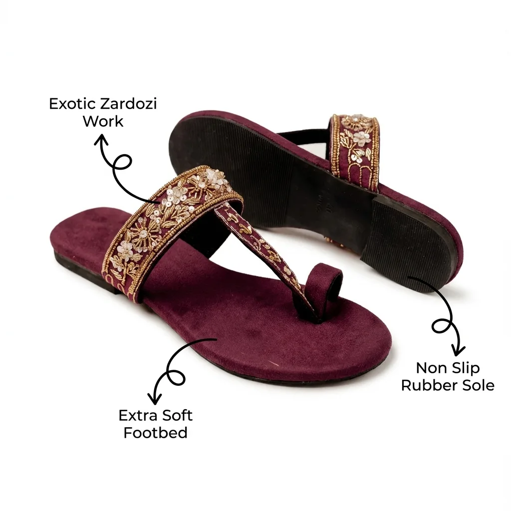 Mabel — Zardozi Velvet Flat — view 3