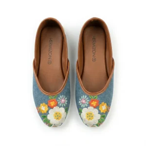 Noelle — Embroidered Denim Jutti