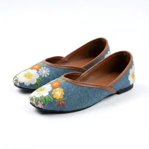 Noelle — Embroidered Denim Jutti — view 2