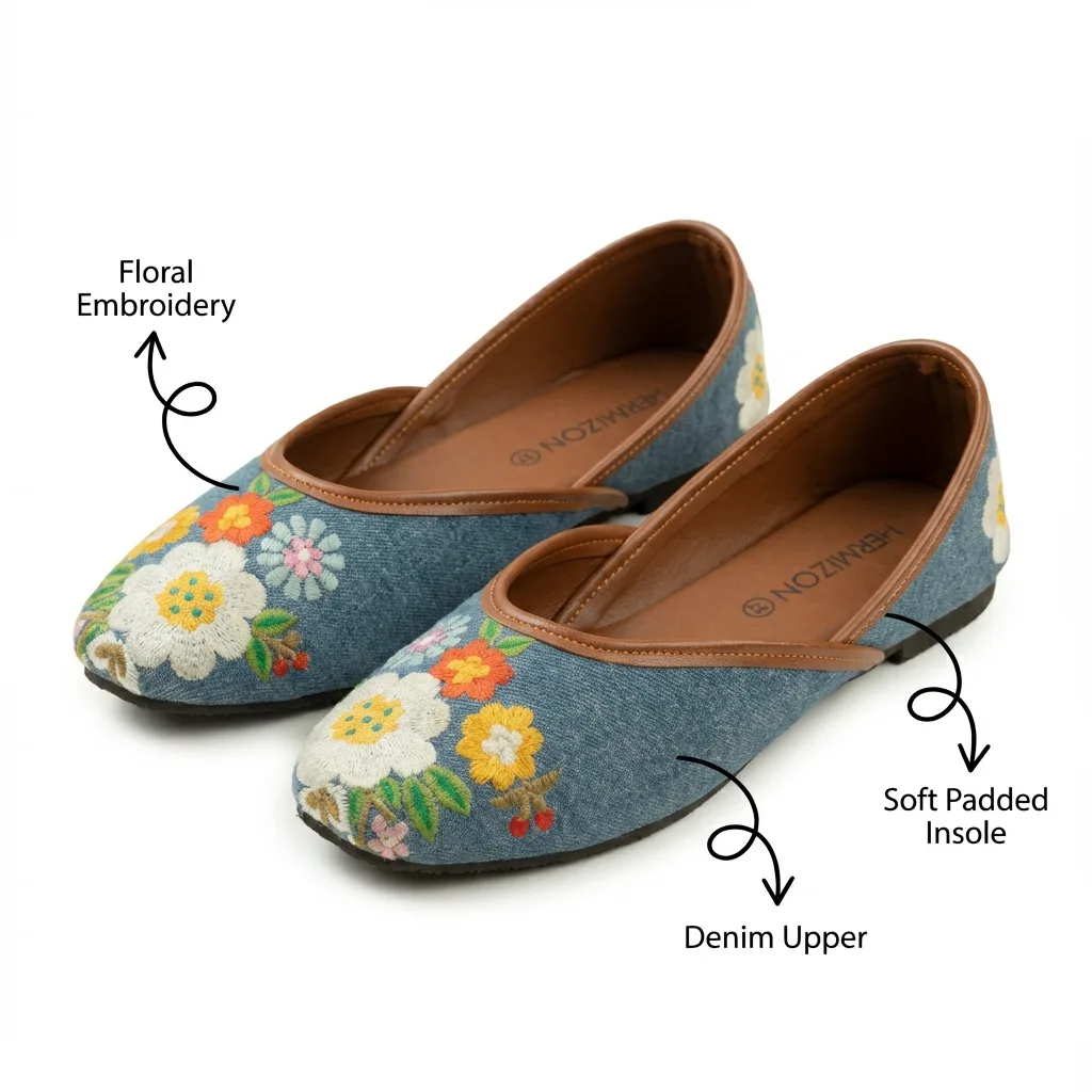 Noelle — Embroidered Denim Jutti — view 3