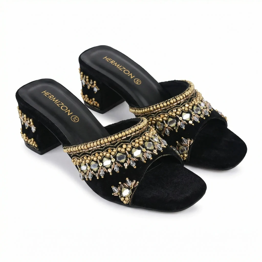 Priya — Black & Gold Heel