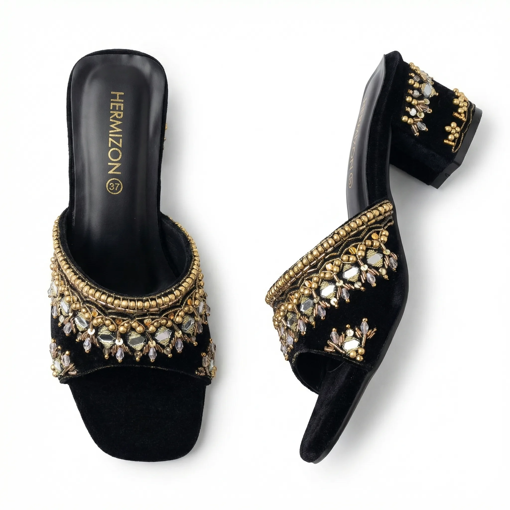 Priya — Black & Gold Heel — view 2