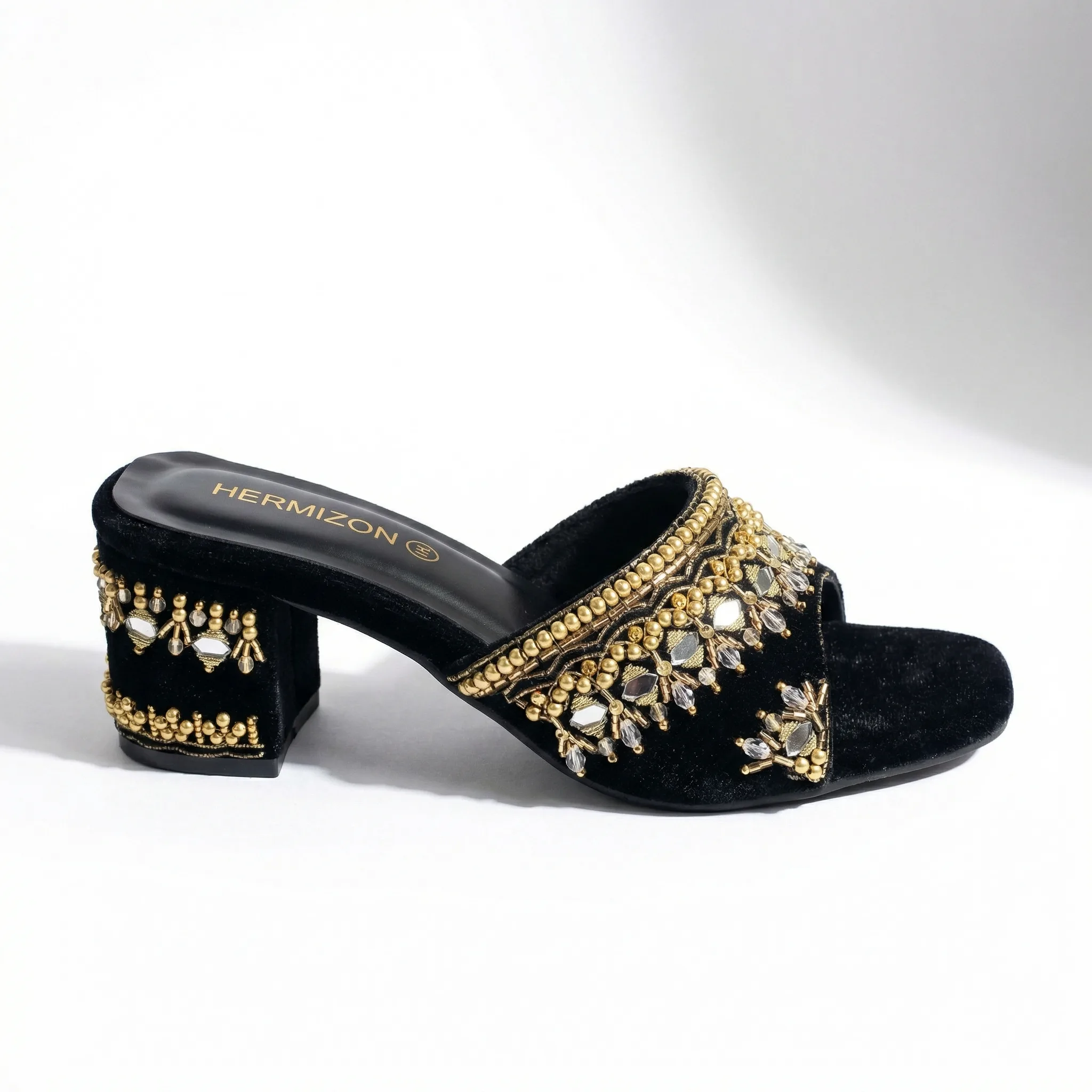 Priya — Black & Gold Heel — view 3