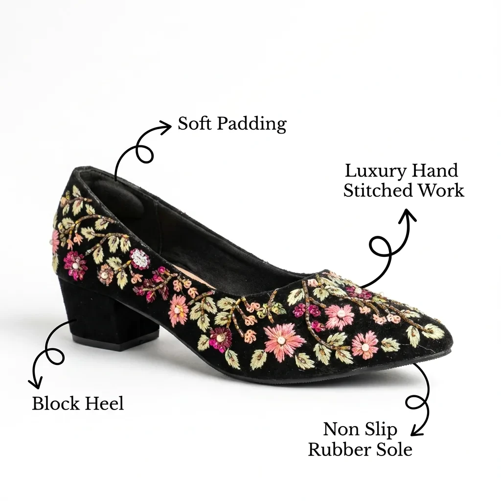 Zephyr — Hand Embroidered Bridal Pump — view 3